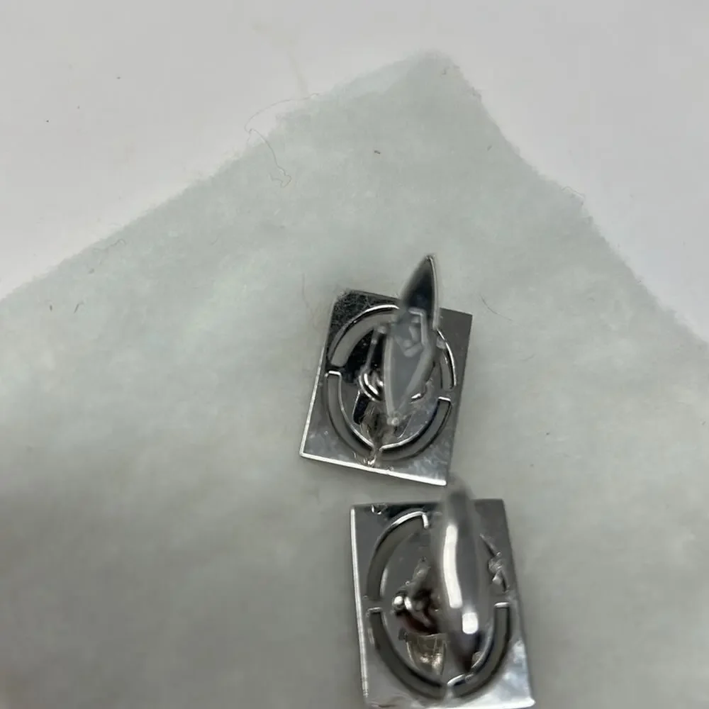 Lapis Blue Stone Set in a Silver Setting Men's Cuff Links